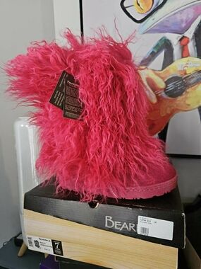 BearPaw Hot Pink Fuzzy Boot